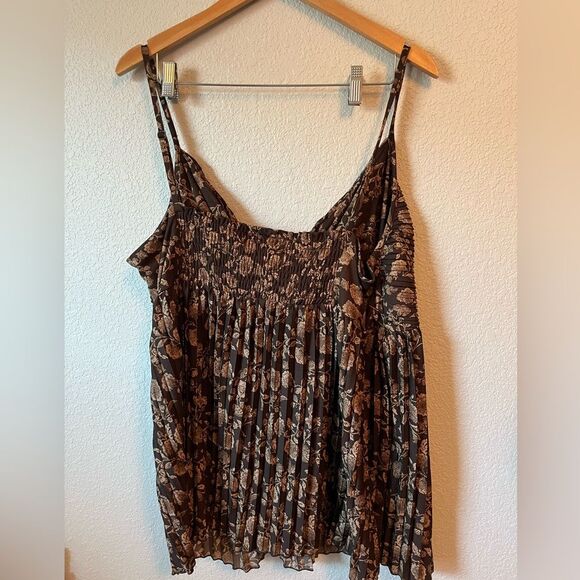 Y2K deadstock lane Bryant forest fairy spaghetti strap babydoll tank Brown 18/20 - Picture 5 of 5